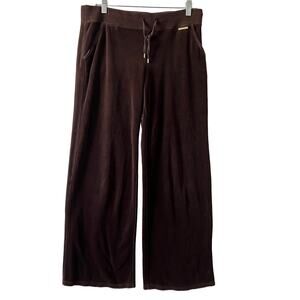 Vintage Michael Kors Y2K Chocolate Brown Velour Tracksuit Pants Womens Medium
